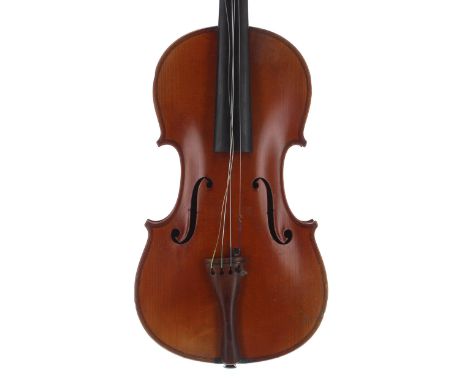 French violin labelled Manufacturer Speciale de la Maison Beare &amp; Fils á Londres, the two piece back of faint medium curl