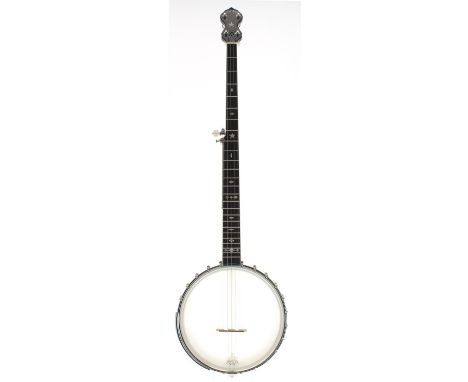 Goldtone five string open back banjo bearing the maker's sticker to the inside pot rim wall inscribed Model OT800LN, ser. no.