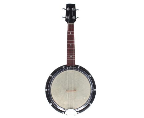 Good contemporary unnamed banjolele, with 8" skin, case 