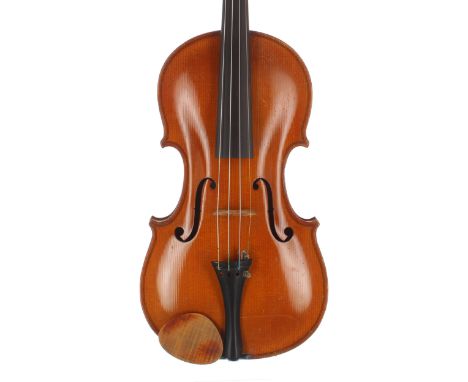 French Leberte Freres violin labelled Perfectionne par la Barre d'harmonie rationnelle, Brevete de L.-H.F. no. 2480, 1909, th