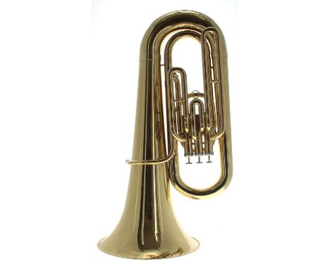Brass tuba stamped Wenil, Fundadaen 1909, Sao Paulo Brasi, J330, ser. no. L18659, with mouthpiece, case 