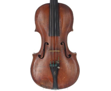 Interesting 18th century German violin labelled Puncraty Reber fecit, Mogonti A.O.1736; also bearing two repair labels dated 