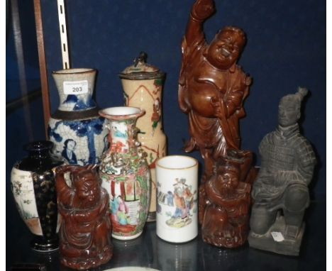 A QUANTITY OF ASSORTED ORIENTAL FIGURES and ceramics