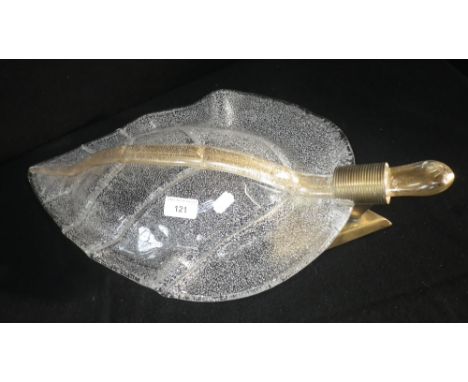 A DECORATIVE GLASS LEAF-SHAPED WALL LIGHT