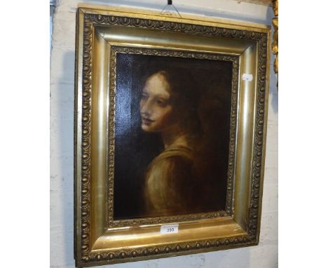 AN OIL ON CANVAS PORTRAIT after Leonardo Da Vinci