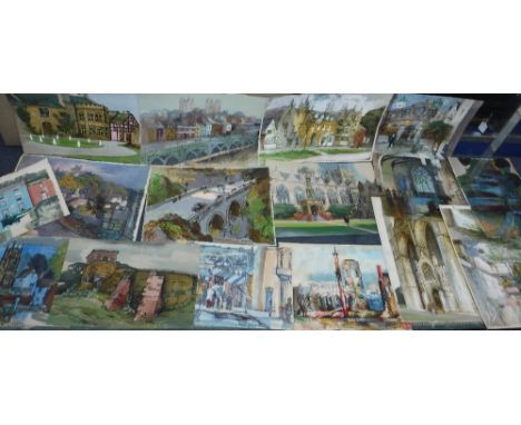 FREDERICK GEORGE WILLS, (1901-1993): A collection of unframed works on paper, mostly architectural including, Iron Bridge, Ex