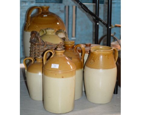 COLLECTION OF VARIOUS OLD CERAMIC BOTTLES &amp; CONTAINERS     