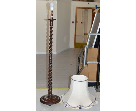 59" OAK TWIST COLUMN STANDARD LAMP WITH SHADE     