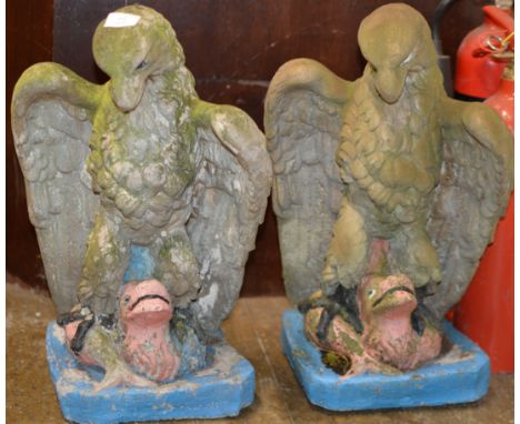 PAIR OF GARDEN EAGLE ORNAMENTS     