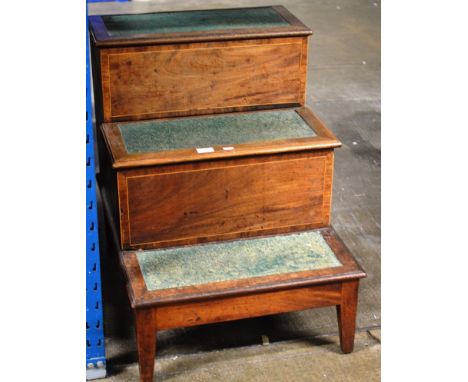 VICTORIAN MAHOGANY INLAID STEPPED COMMODE     