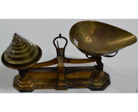 PAIR OF VINTAGE AVERY KITCHEN SCALES WITH WEIGHTS     