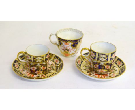 3 Crown Derby Imari Cups and 3 Saucers