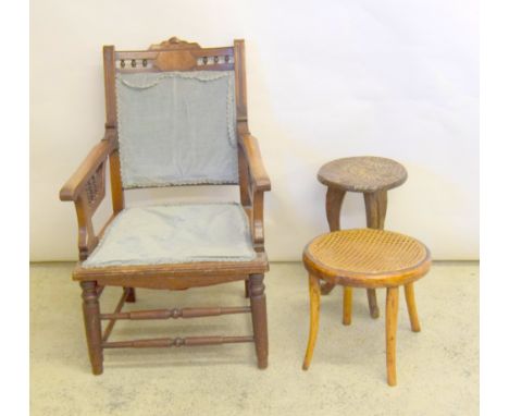 Country chair ,bergere footstool ,and a lamp table