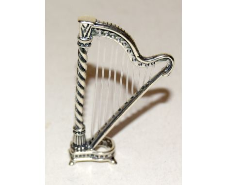 Silver miniature novelty harp