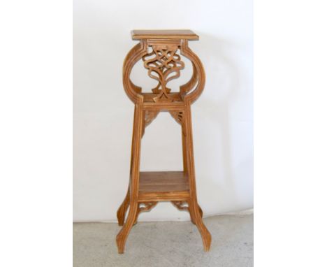 Chinese Lamp table with fretwork top and splayed legs. 110 x 40 x 30