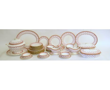 part Spode Fleur de Lys dinner service to include meat plate and tureens