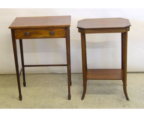 2 Edwardian mahogany lamp tables one inlaid 