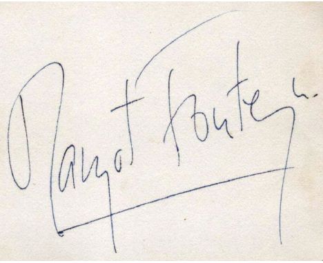 Margot Fonteyn (1919-1991 - English Ballet Dancer / Ballerina) - an autograph in a small vintage autograph album. Signed in b