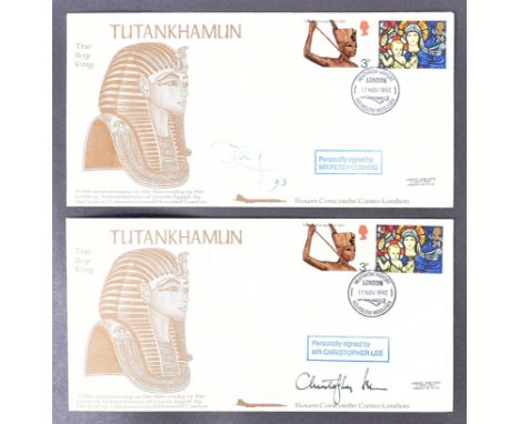 Hammer Horror - Sir Christopher Lee (1922-2015) and Peter Cushing (1913-1994) - two signed First Day Covers / FDCs. Both cove