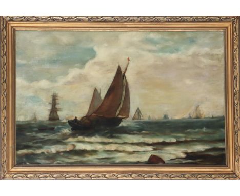 Painted in 1880. Unsigned oil circa 1910. Many artists copied "A Marine" including Edward Hopper. Oil on Canvas Overall size: