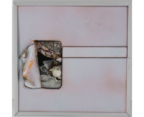 Untitled Abstract, mixed enameled metal mounted on board. Shirley Rosenthal was a Buffalo, N.Y.-based mixed media and enamel 