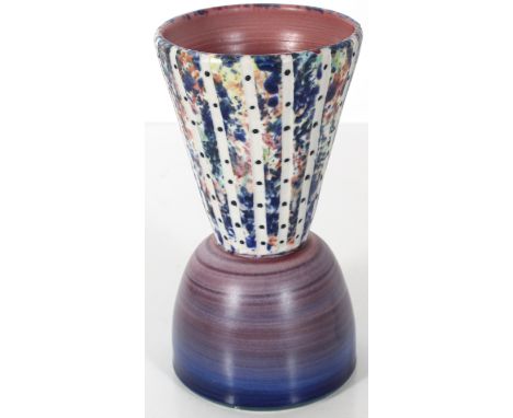 Decorative abstract ceramic vase. Bates works primarily in English porcelain. Though the clay is unforgiving, the tradeoff is