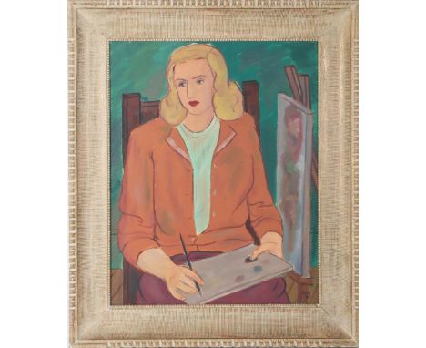 1947 Self Portrait of the artist painting oil on canvas signed and dated. Gipe studied at UCLA and at UC Berkeley receiving a