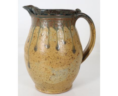 Tom Homann (b 1958) Art Pottery Drip Glaze Pitcher. Size: 6 3/4 x 4 x 7 1/2 in.