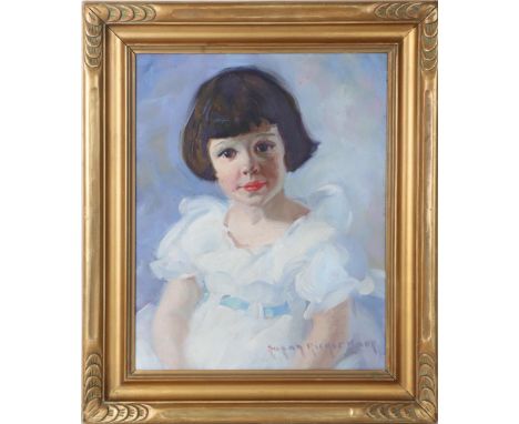 Portrait of Jessie Valle Ewing. Oil on board, signed titled on reverse. Born in Portsmouth, New Hampshire, Susan Knox excelle
