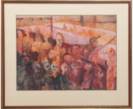 Benjamin Miller (1877-1964) American. Expressionist watercolor signed. was active/lived in Ohio. Benjamin Miller is known for