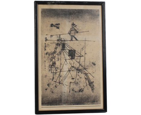 Paul Klee (1879 - 1940) Swiss, Lithograph. Abstract piece with what appears to be a figure on a wire. Signed in the plate in 