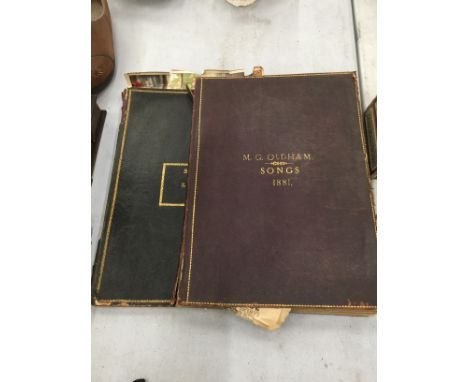 TWO ANTIQUE MUSIC BOOKS -  SONGS, M. J. OLDHAM 1878 AND SONGS M. G. OLDHAM 1881 