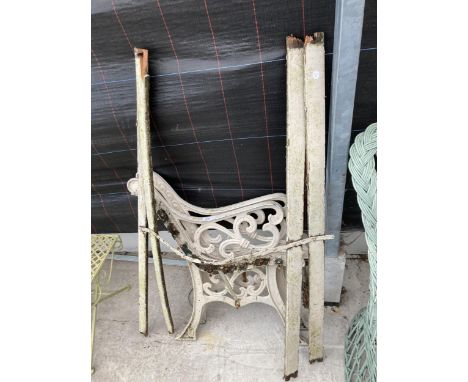 A PAIR OF DECORATIVE CAST IRON BENCH ENDS 