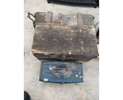 THREE VINTAGE TOOL CHESTS WITH AN ASSORTMENT OF HAND TOOLS TO INCLUDE STILSENS, AXES AND A BRACE DRILL ETC 