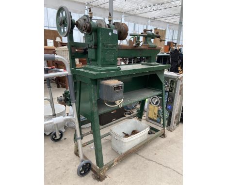 A VINTAGE STEDALL WOOD TURNING LATHE 