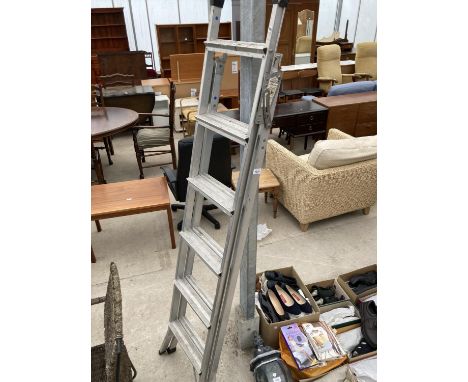 AN ABRU THREE WAY FOLDING ALUMINIUM LADDER 