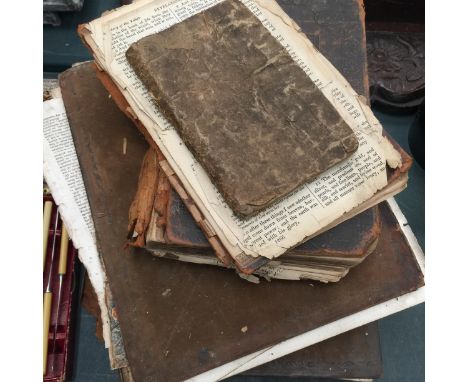 TWO LARGE VINTAGE BIBLES AND A SMALLER ONE, ALL IN NEED OF RESTORATION 