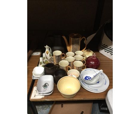 A COLLECTION OF CERAMIC ITEMS TO INCLUDE A PRICES OF KENSINGTON COFFEE SET, STUDIO POTTERY, BOWLS, ETC 