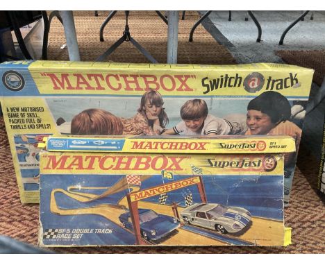 THREE VINTAGE BOXES OF MATCHBOX SUPERFAST SWITCH TRACK, BOXES ARE OPENED AND MAY NOT BE COMPLETE 