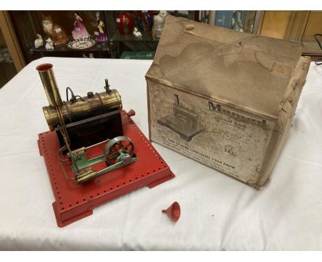 A BOXED MAMOD TWIN CYLINDER SUPERHEATED STEAM ENGINE ON DRILLED BASE PLATE 