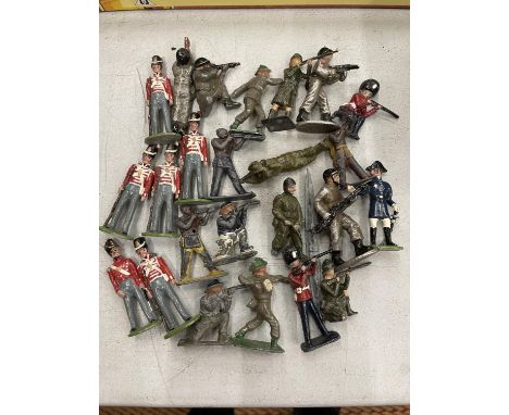 A COLLECTION OF VINTAGE METAL PAINTED MILITARY FIGURES 