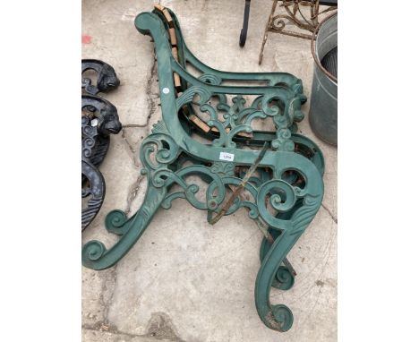 A PAIR OF DECORATIVE CAST IRON BENCH ENDS 