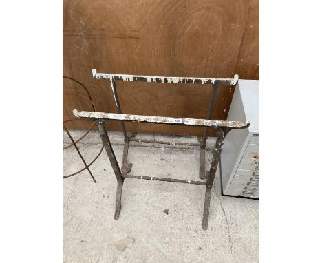 A PAIR OF VINTAGE CAST IRON TRESSLE BASES 