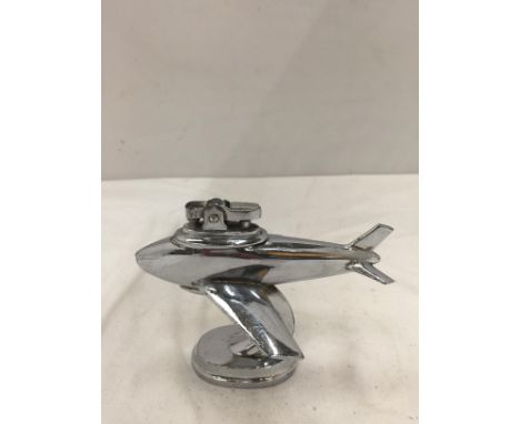 A CHROME TABLE LIGHTER IN THE SHAPE OF AN AEROPLANE 