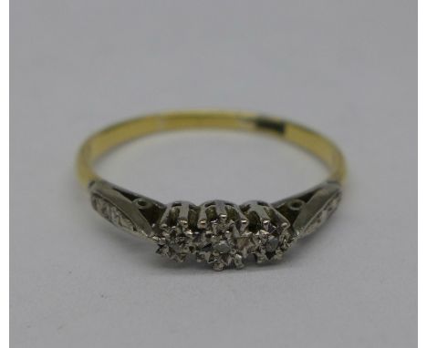 An 18ct gold and diamond ring, 2.0g, S