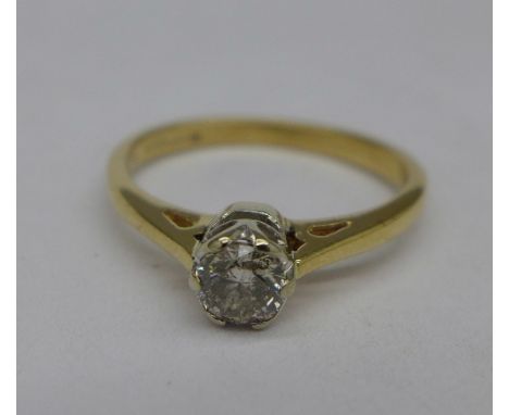 A 9ct gold and diamond solitaire ring, 1.7g, I