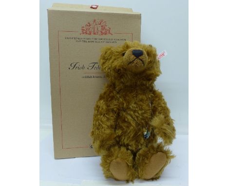 A Steiff Limited Edition Irish Teddy bear, reddish brown, 35cm, boxed