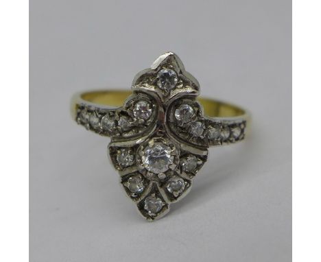 A silver gilt and stone set ring, P