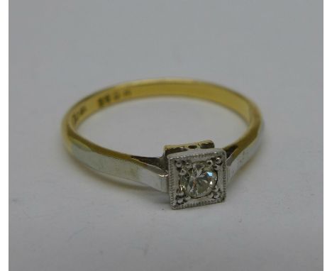 An 18ct gold and diamond ring, 2.0g, K