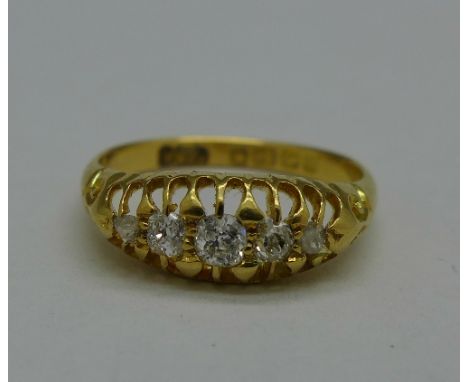 An Edwardian 18ct gold and diamond ring, Birmingham 1906, 2.7g, M